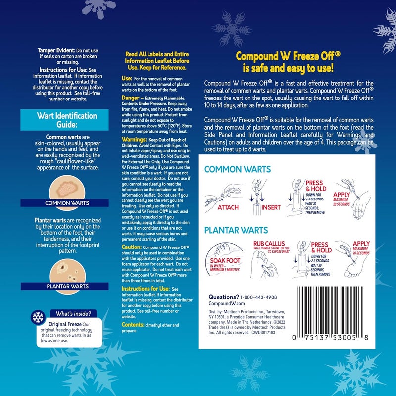 Compound W Freeze Off Wart Remover, Wart Removal System for Removing Common & Plantar Warts, 8 Applications - Image 2